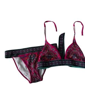Victoria's Secret Pink Paisley Bikini Bottom with Teal Trim